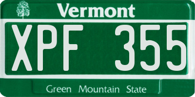 VT license plate XPF355