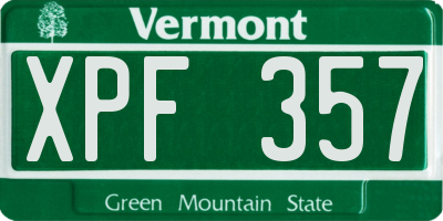 VT license plate XPF357