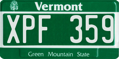 VT license plate XPF359