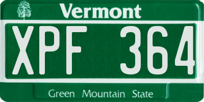 VT license plate XPF364