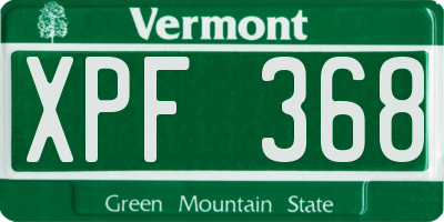 VT license plate XPF368