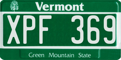 VT license plate XPF369
