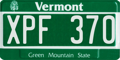 VT license plate XPF370