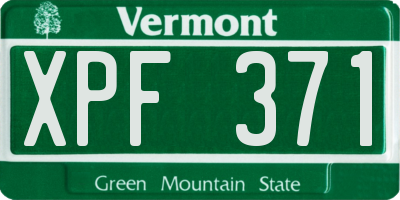 VT license plate XPF371