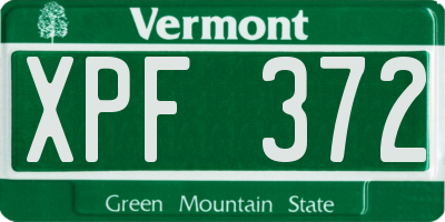 VT license plate XPF372