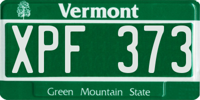 VT license plate XPF373