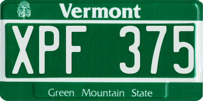 VT license plate XPF375