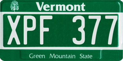VT license plate XPF377