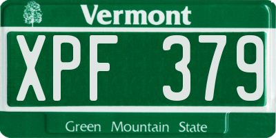VT license plate XPF379