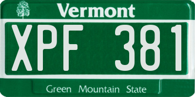 VT license plate XPF381