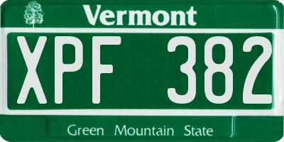 VT license plate XPF382