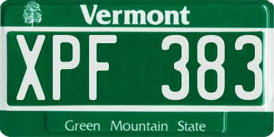 VT license plate XPF383