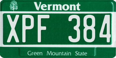 VT license plate XPF384