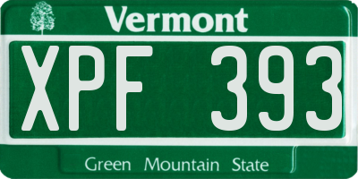 VT license plate XPF393