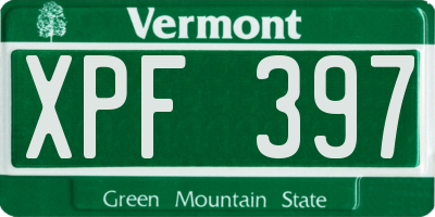 VT license plate XPF397