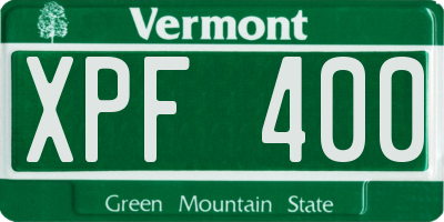 VT license plate XPF400