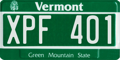 VT license plate XPF401