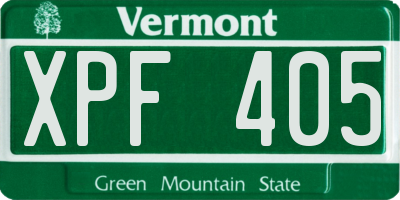 VT license plate XPF405