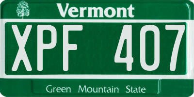 VT license plate XPF407