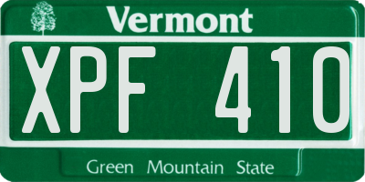 VT license plate XPF410