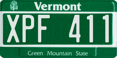 VT license plate XPF411