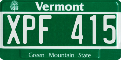 VT license plate XPF415