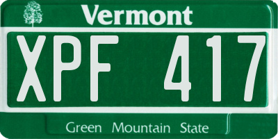 VT license plate XPF417