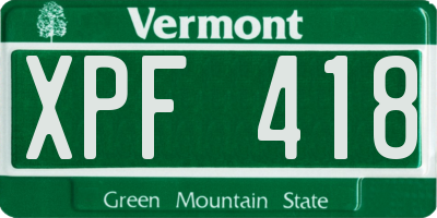 VT license plate XPF418