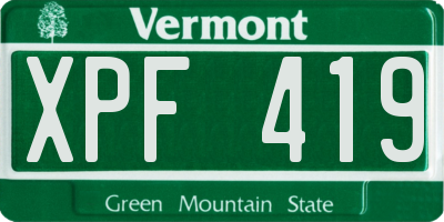 VT license plate XPF419