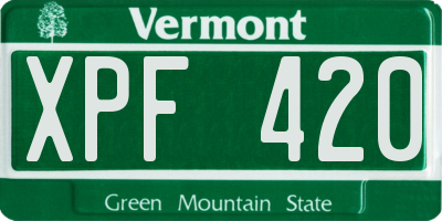 VT license plate XPF420