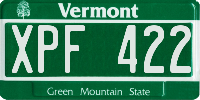 VT license plate XPF422