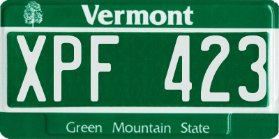 VT license plate XPF423