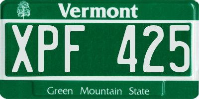 VT license plate XPF425