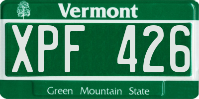 VT license plate XPF426