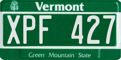 VT license plate XPF427