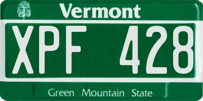VT license plate XPF428
