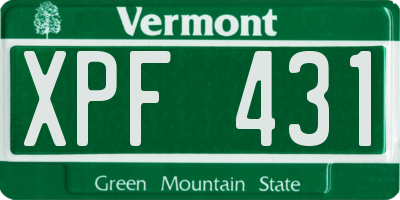 VT license plate XPF431