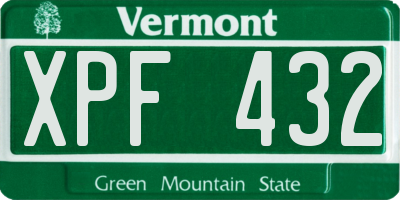 VT license plate XPF432