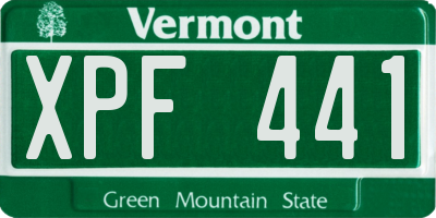 VT license plate XPF441