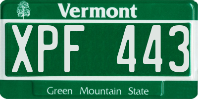 VT license plate XPF443