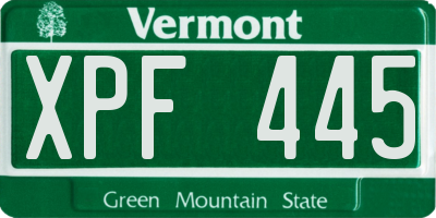 VT license plate XPF445