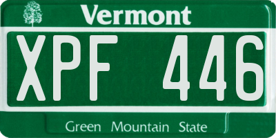 VT license plate XPF446