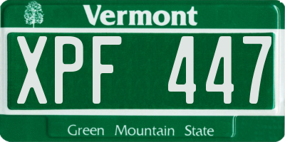VT license plate XPF447