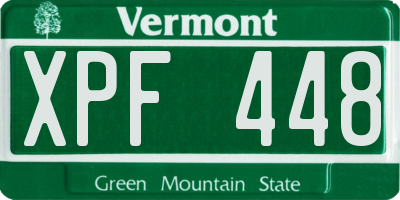 VT license plate XPF448