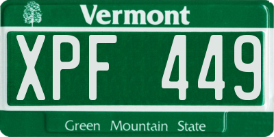 VT license plate XPF449