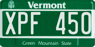 VT license plate XPF450