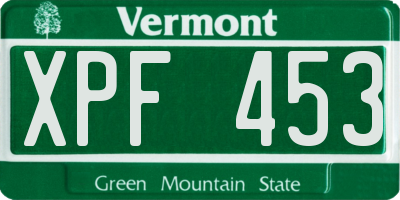 VT license plate XPF453