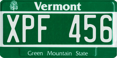 VT license plate XPF456