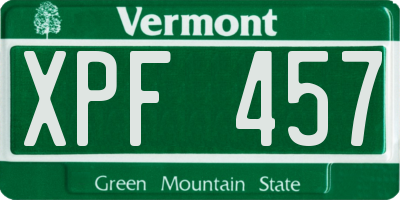 VT license plate XPF457
