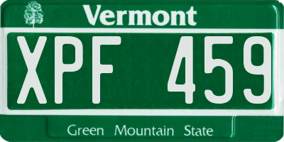VT license plate XPF459